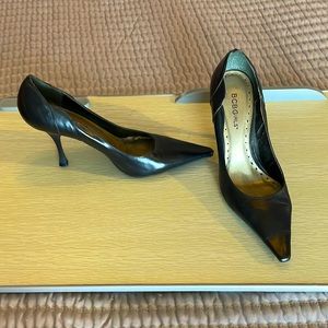 Black leather stilettos